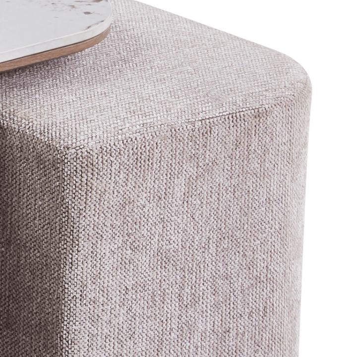 Table basse Evora avec 4 poufs tissu
