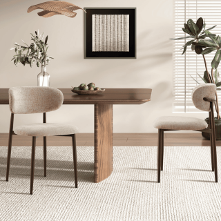 Chaise Nono beige et noyer