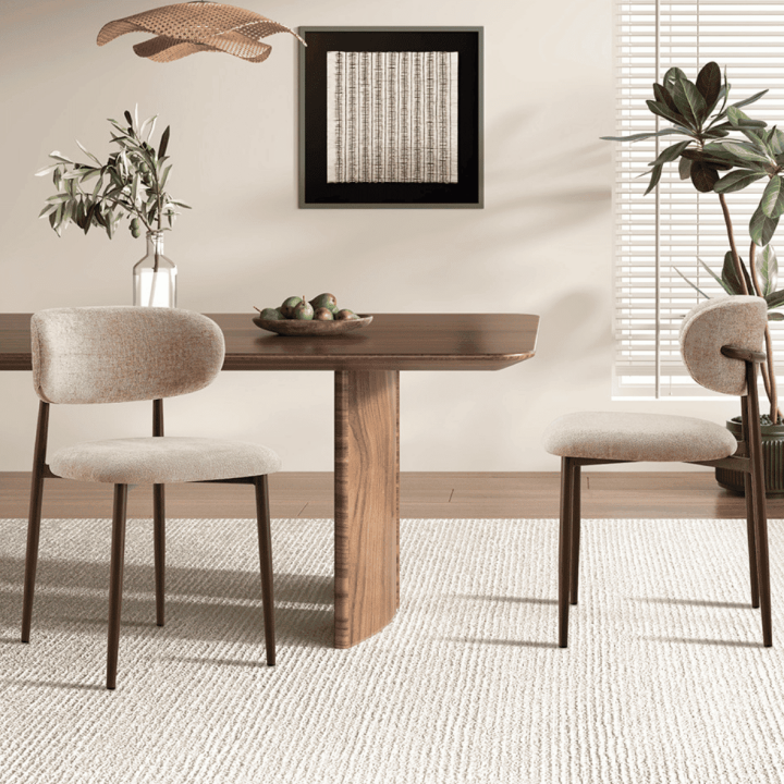 Chaise Nono beige et noyer